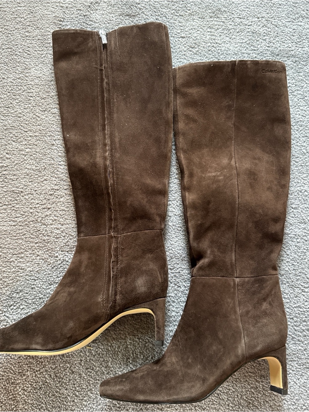 Calvin Klein Dark Brown Suede Knee Boots